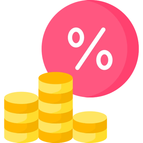 Imagem representando a porcentagem de determinado dinheiro como um proxy de uma taxa de juros.