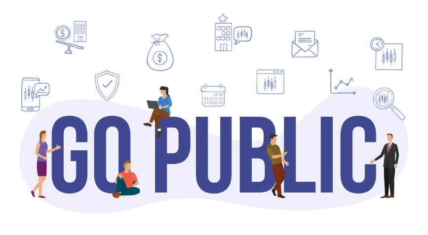 Imagem ilustrativa de "ir a público" representando o significado do IPO